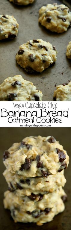 Vegan Chocolate Chip Banana Bread Oatmeal Cookies