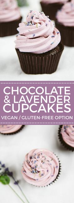 Vegan Chocolate Lavender Cupcakes