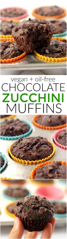 Vegan Chocolate Zucchini Muffins (Oil Free!