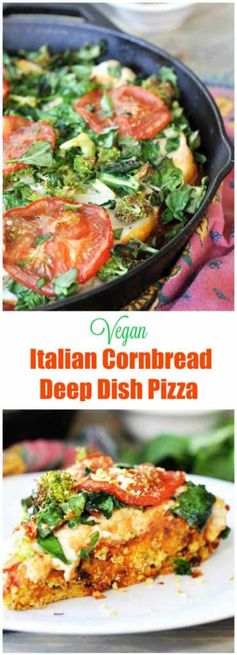 Vegan Deep Dish Pizza with Italian Cornbread Crust