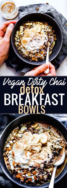 Vegan Dirty Chai “Detox” Breakfast Bowls (Gluten Free