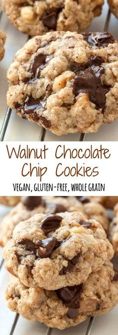 Vegan Gluten-free Walnut Chocolate Chip Cookies