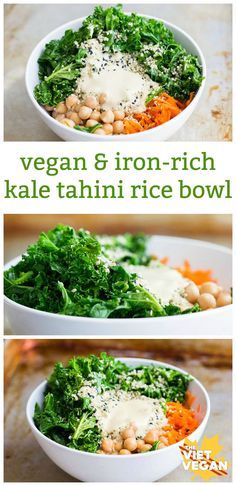 Vegan Iron-Rich Kale Tahini Rice Bowl