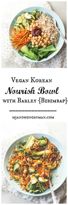 Vegan Korean Nourish Bowl with Barley (Bibimbap