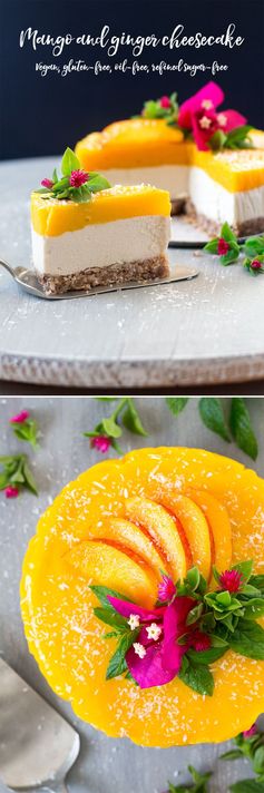 Vegan mango and ginger cheesecake