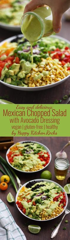 Vegan Mexican Chopped Salad with Avocado Dressing