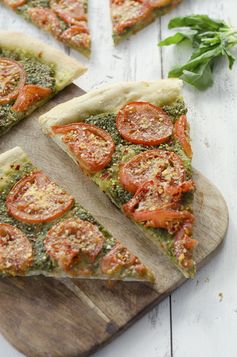 Vegan Pesto and Roasted Tomato Pizza