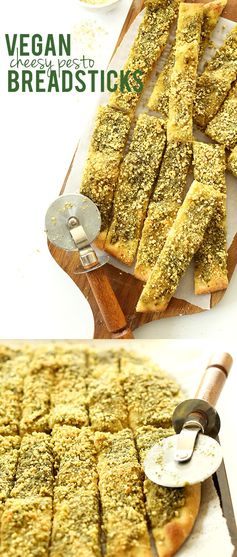 Vegan Pesto Parmesan Breadsticks