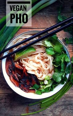 Vegan Pho with Smoky Marinated Mushrooms