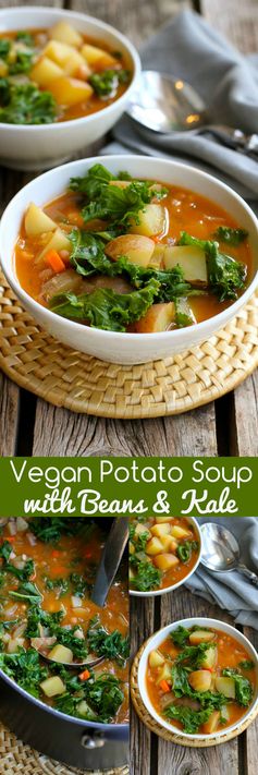 Vegan Potato Soup Recipe with Beans & Kale