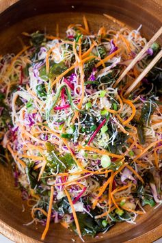 Vegan rice noodle salad with sesame dressing