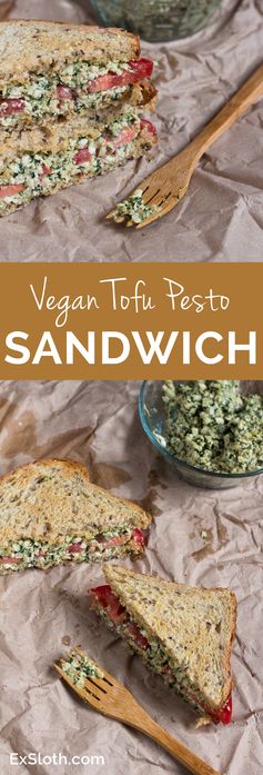 Vegan Shredded Tofu Pesto Sandwich