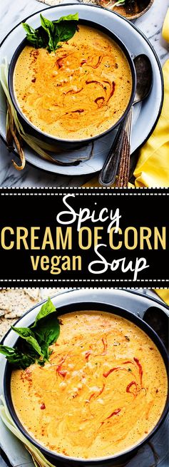 Vegan Spicy Cream of Corn Soup (Blender