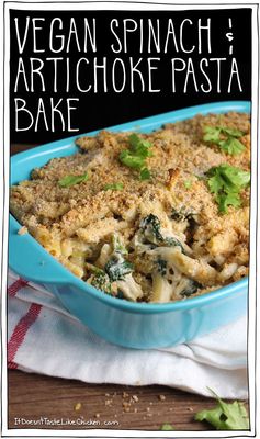 Vegan Spinach & Artichoke Pasta Bake