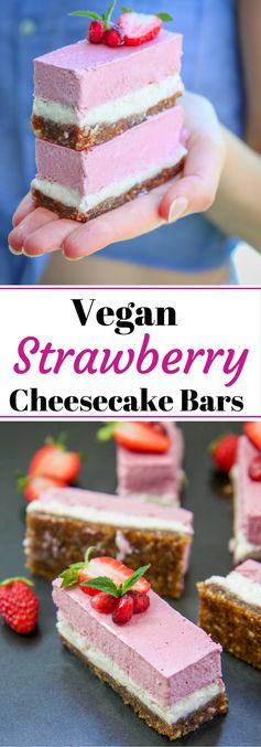 Vegan Strawberry Vanilla Cheesecake Bars
