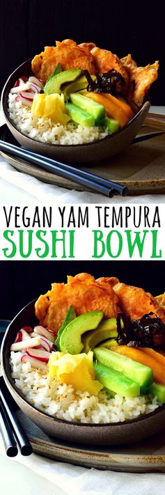 Vegan Sushi Bowls with Yam Tempura