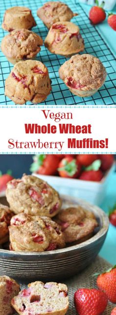 Vegan Whole Wheat Strawberry Muffins