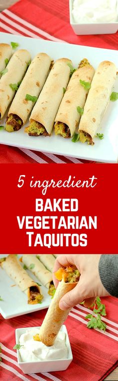 Vegetarian Baked Taquitos (5 ingredient!