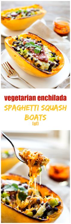 Vegetarian Enchilada Spaghetti Squash Boats