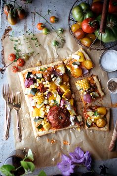 Vegetarian Garden Tart With Roasted Red Pepper & Feta Spread