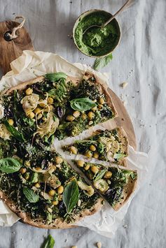 Very Green Vegan Flatbread Pizza