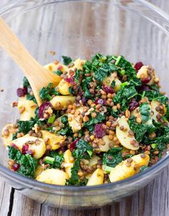 Warm Lentil, Kale & Potato Salad with Lemon Dijon Dressing