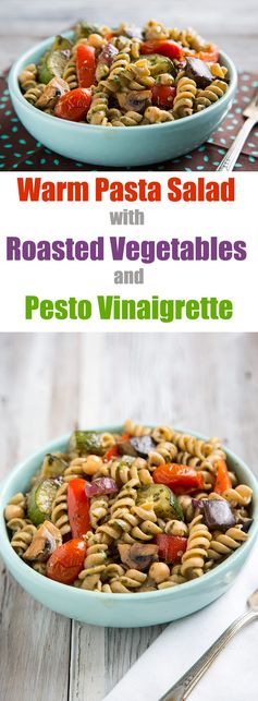 Warm Pasta Salad with Roasted Vegetables and Pesto Vinaigrette