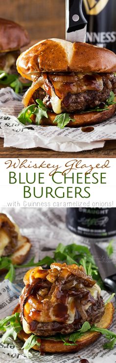 Whiskey Glazed Blue Cheese Burgers