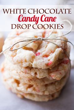 White Chocolate Candy Cane Drop Cookies