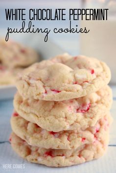 White Chocolate Peppermint Pudding Cookies