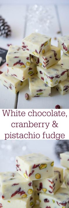 White chocolate, pistachio & cranberry fudge