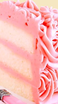 White Velvet Layer Cake with Strawberry-Raspberry Mascarpone Buttercream