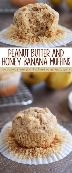 Whole Grain Peanut Butter and Honey Banana Muffins