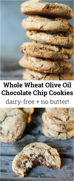 Whole Wheat Olive Oil Chocolate Chip Cookies with sea salt