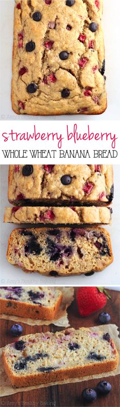 Whole Wheat Strawberry Blueberry Banana Bread