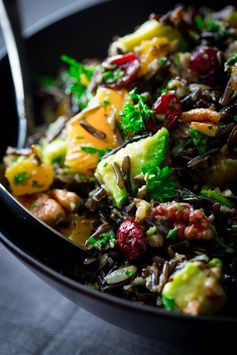 Wild rice salad with cranberries apricots and avocado