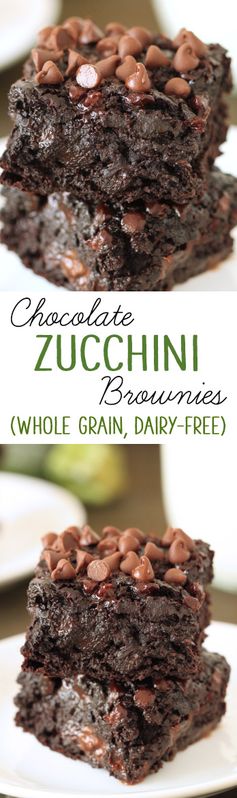 Zucchini Chocolate Brownies (100% whole grain, dairy-free