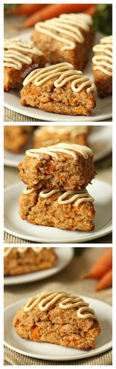 100% Whole Grain Carrot Cake Scones with Cream Cheese Frosting