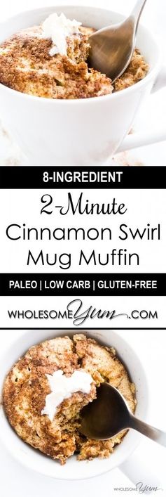 2-Minute Cinnamon Swirl Mug Muffin (Paleo, Low Carb