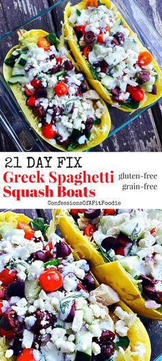 21 Day Fix Greek Spaghetti Squash Boats (Gluten-free