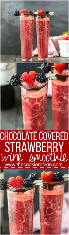 3 Ingredient Chocolate Covered Strawberry Wine Smoothie