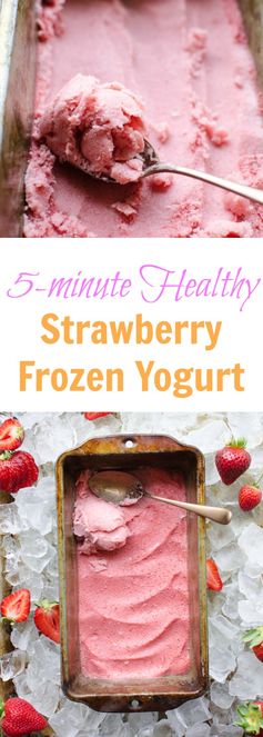 4 Ingredient Healthy Strawberry Frozen Yogurt