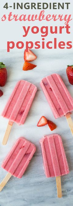 4-Ingredient Healthy Strawberry Yogurt Popsicles