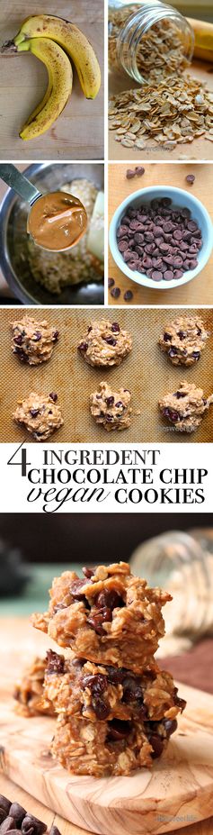 4 Ingredient Peanut Butter Chocolate Chip Cookies