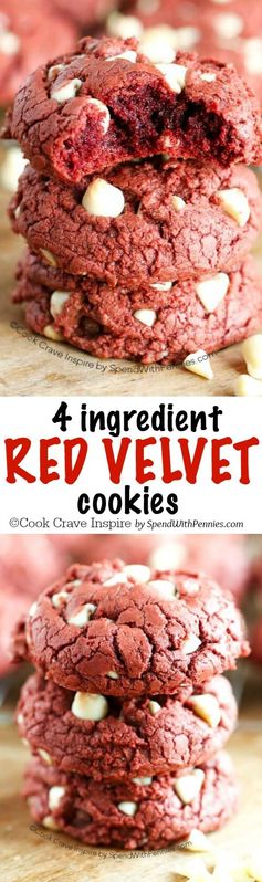 4 Ingredient Red Velvet Cookies