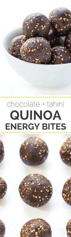 5-Ingredient Chocolate + Tahini Quinoa Energy Bites