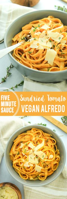 5 Minute Vegan Sun-dried Tomato Alfredo