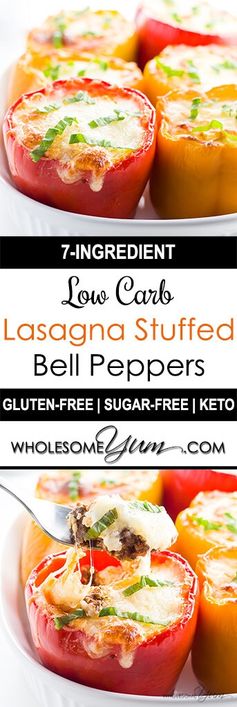 7-Ingredient Low Carb Lasagna Stuffed Peppers (Gluten-free