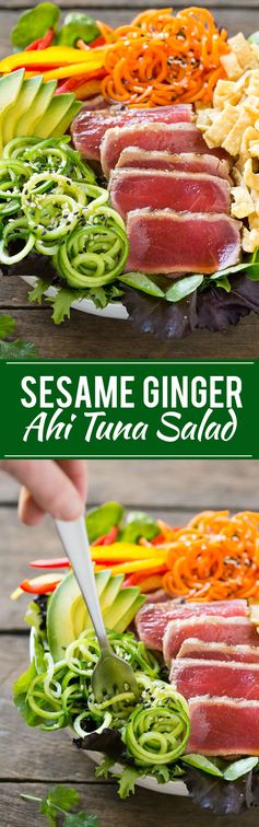 Ahi Tuna Salad with Sesame Ginger Dressing