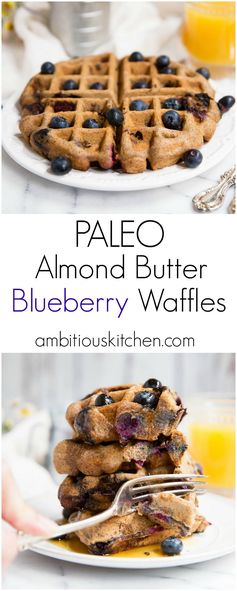 Almond Butter Blueberry Paleo Waffles